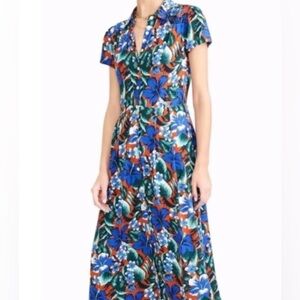 J. Crew Vibrant Floral Button Up Maxi Dress